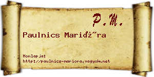Paulnics Marióra névjegykártya